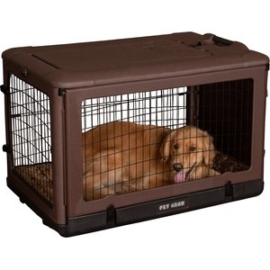 Pet Gear The Other Door 4-Door Collapsible Wire Dog Crate & Pad, Chocolate, 42 inch