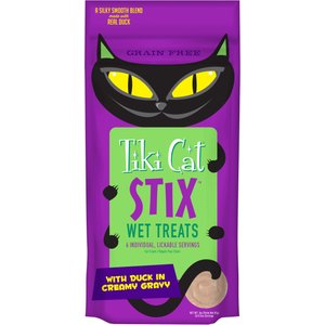 Tiki Cat Stix Duck in Creamy Gravy Grain-Free Wet Cat Treat, 3-oz pouch, pack of 6