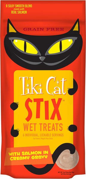 Tiki Cat Stix Salmon in Gravy Grain-Free Wet Cat Treat, 0.5-oz pouch, pack of 6 slide 1 of 6