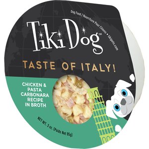 Tiki Dog Taste of Italy Chicken, Pasta & Carbonara Recipe in Broth Wet Dog Food, 3-oz cup, case of 4