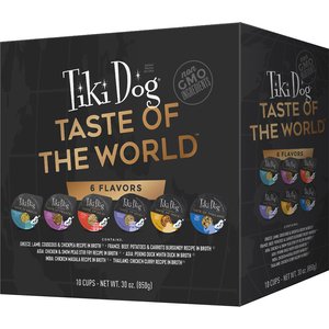 Tiki Dog Taste of the World Variety Pack Wet Dog Food, 3-oz cup, case of 10
