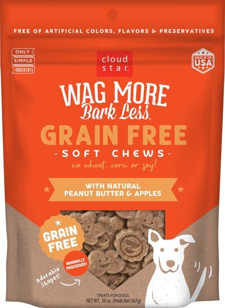 Cloud Star Wag More Bark Less Soft Chews with Peanut Butter Grain-Free Dog Treats, 20-oz bag slide 1 of 4
