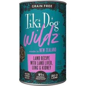 Tiki Dog Wildz Lamb Recipe with Lamb Liver, Lung & Kidney Grain-Free Wet Dog Food, 13.2-oz can, case of 12