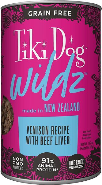 Tiki Dog Wildz Venison Recipe with Beef Liver Grain-Free Wet Dog Food, 13.2-oz can, case of 12 slide 1 of 6
