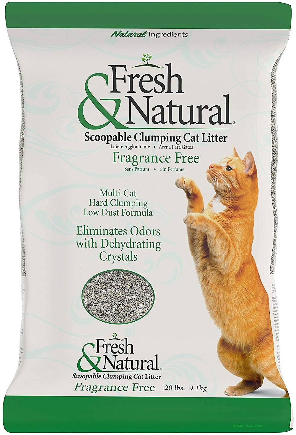 FRESH & NATURAL Unscented Clumping Clay Cat Litter, 20lb box