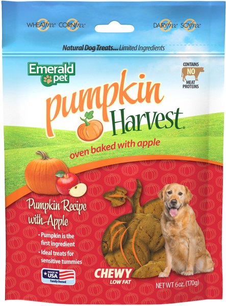 Emerald Pet Pumpkin Harvest Oven Baked With Apple Chicken-Free Dog Treats, 6-oz bag slide 1 of 2