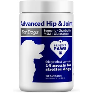 Project Paws Advanced Grain-Free Hip & Joint Dog Supplement Chews, 120 count