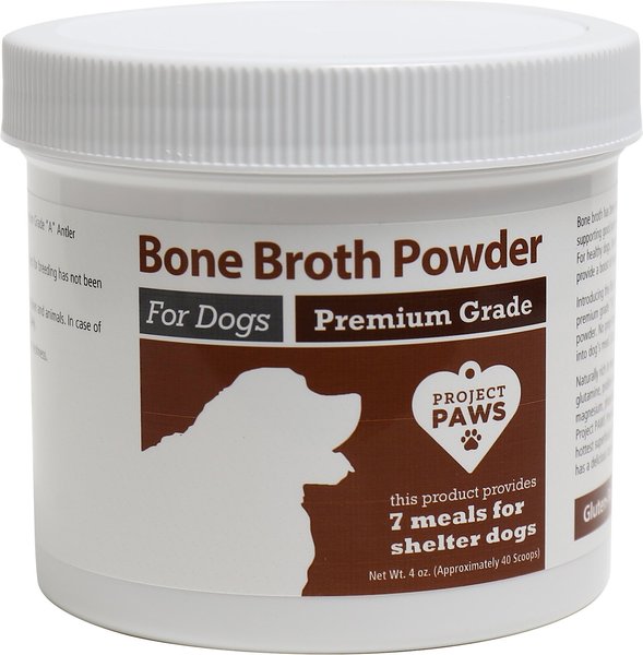 Project Paws Premium Grade Bone Broth Dog Powder Supplement Food Topper, 4-oz tub slide 1 of 7