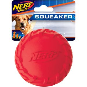 Nerf Dog Squeaker Tire Ball Dog Toy, Red