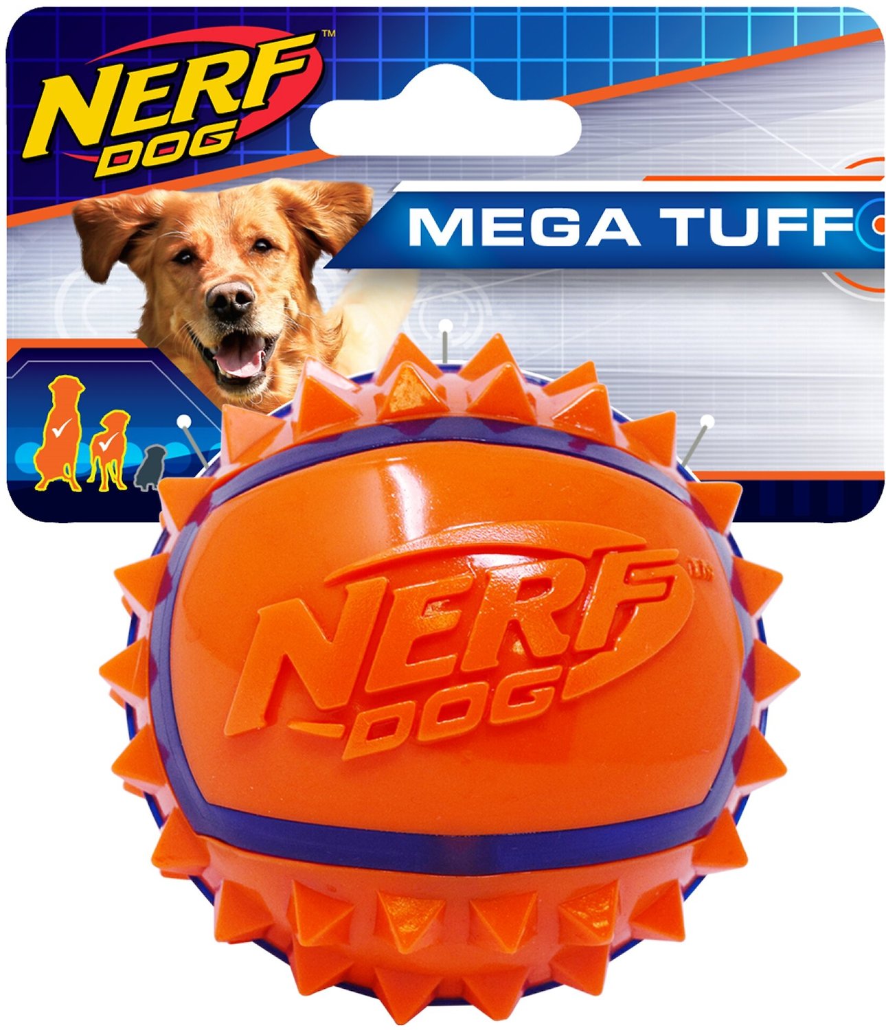 NERF DOG Mega Tuff TPR Spike Ball Dog 