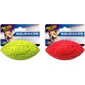 Nerf Dog Squeaker Tire Football Dog Toy, Green/Red, 2 count