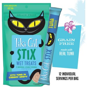 Tiki Cat Stix Tuna Grain-Free Cat Treats, 6-oz pouch, pack of 12