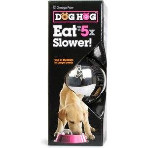 Omega Paw Dog Hog Slow Dog Feeder, Silver, Large