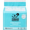 Wags & Wiggles Disposable Male Dog Wraps, Blue, Medium: 15 to 23-in waist, 12 count