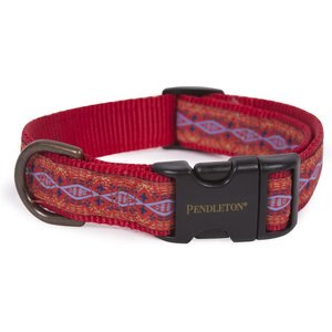 Pendleton Diamond River Nylon Dog Collar, Scarlet, Small: 10 to 14-in neck, 3/4-in wide