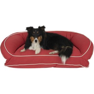 Carolina Pet Classic Canvas Orthopedic Bolster Dog Bed w/Removable Cover, Red, Small/Medium