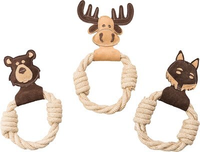 Ethical Pet Dura-Fused Leather Animal Rings Dog Toy, Character Varies, slide 1 of 1