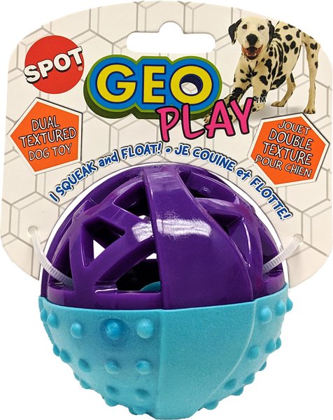 Ethical Pet Geo Play Dual Textured Ball Large Squeaky Dog Chew Toy, Color Varies slide 1 of 1