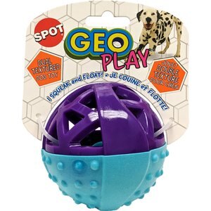Ethical Pet Geo Play Dual Textured Ball Large Squeaky Dog Chew Toy, Color Varies