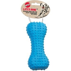 Ethical Pet Stuffed Latex Bone Squeaky Dog Chew Toy, Color Varies, 6-in