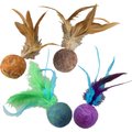 Ethical Pet Wuggles Wool Ball & Feathers Cat Toy, Color Varies, 5-in