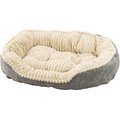 Ethical Pet Sleep Zone Carved Plush Bolster Cat & Dog Bed, Gray, 32-in