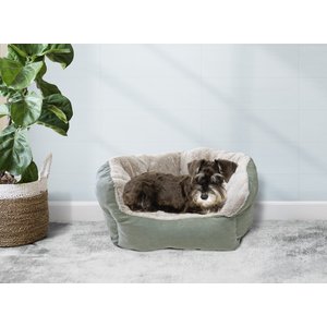 Ethical Pet Sleep Zone Reversible Cushion Cuddler Bolster Cat & Dog Bed, Sage, 18-in