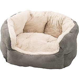 Ethical Pet Sleep Zone Reversible Cushion Cuddler Bolster Cat & Dog Bed, Gray, 18-in
