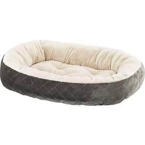 Ethical Pet Sleep Zone Quilted Oval Cuddler Bolster Dog Bed, Gray, 26-in