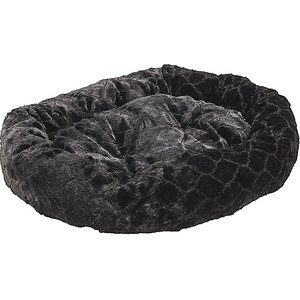 Ethical Pet Sleep Zone Diamond Cut Lounger Bolster Dog Bed, Black, 27-in