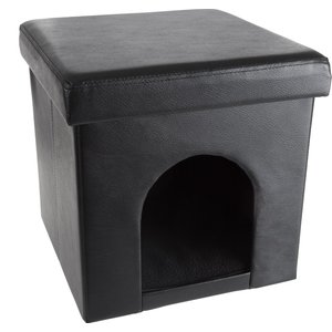 Petmaker Collapsible House Dog & Cat Ottoman, Small, Faux Leather
