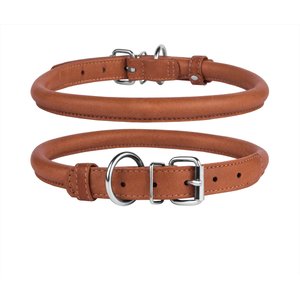 CollarDirect Rolled Leather Dog Collar, Brown, X-Large: 16 to 18-in neck, 9/16-in wide