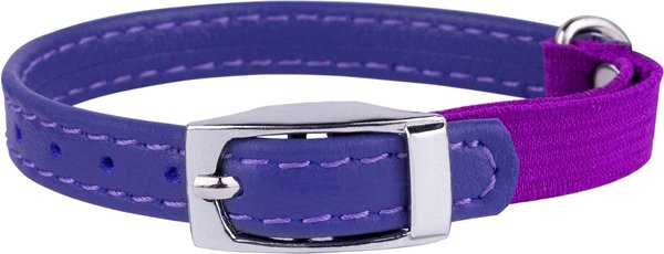 CollarDirect Leather Cat Collar with Bell, Purple, Medium: 9 to 11-in neck, 3/8-in wide slide 1 of 3