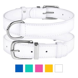 CollarDirect Soft Genuine Leather Dog Collar, White, Large