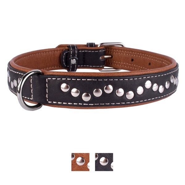 CollarDirect Handmade Studded Leather Dog Collar, Black, Small slide 1 of 3