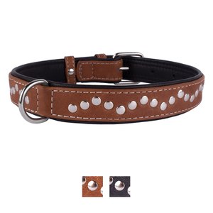 CollarDirect Handmade Studded Leather Dog Collar, Brown, Medium