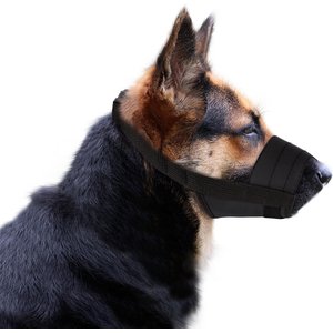 CollarDirect Adjustable Nylon Dog Muzzle Set, Black, Large