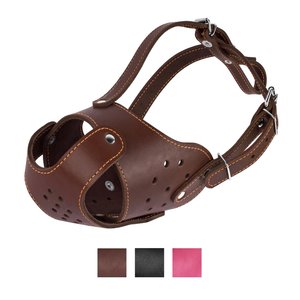 CollarDirect Leather Dog Muzzle for Staffordshire & Terrier, Brown
