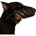 CollarDirect Leather Dog Muzzle for Dalmatian & Setter, Black, Medium