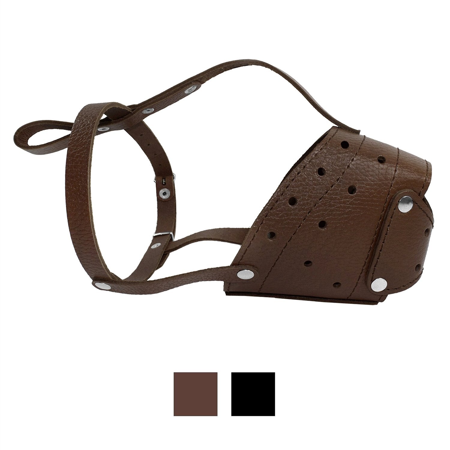 CollarDirect Leather Dog Muzzle for Staffordshire Terrier, Brown ...