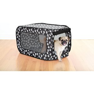 Etna Pop-Open Single Door Collapsible Soft-Sided Dog Crate, Black & White, 33 inch
