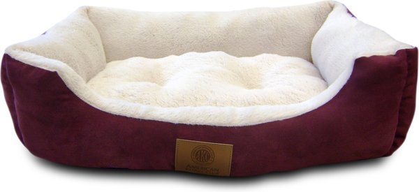 American Kennel Club AKC Burlap Bolster Cat & Dog Bed, Burg slide 1 of 2