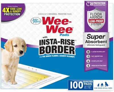 Four Paws Wee-Wee Insta-Rise Border Dog Pee Pads, 22 x 23-in, Unscented, slide 1 of 1