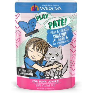 BFF Play Pate Lovers Tuna & Chicken Chill Out Wet Cat Food, 3-oz pouch, pack of 12