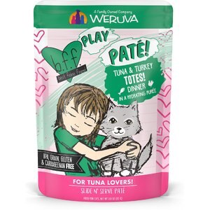 BFF Play Pate Lovers Tuna & Turkey Totes Wet Cat Food, 3-oz pouch, pack of 12