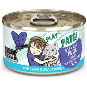 BFF Play Pate Lovers Beef & Tuna Tic Toc Wet Cat Food, 2.8-oz can, pack of 12