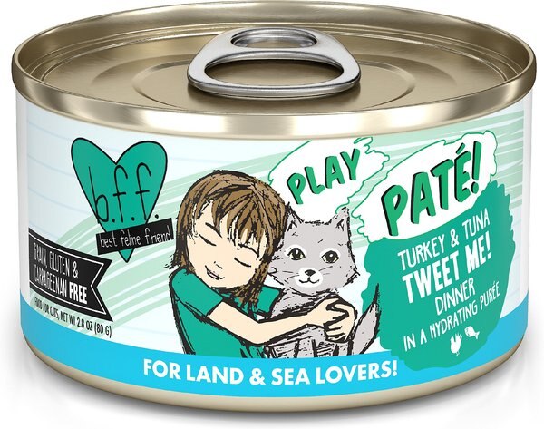 BFF Play Pate Lovers Turkey & Tuna Tweet Me Wet Cat Food, 2.8-oz can, pack of 12 slide 1 of 10