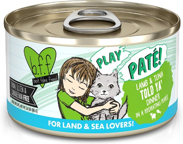 BFF Play Pate Lovers Lamb & Tuna Told Ya Wet Cat Food, 2.8-oz can, pack of 12 slide 1 of 10