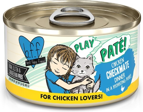 BFF Play Pate Lovers Chicken Checkmate Wet Cat Food, 2.8-oz can, pack of 12 slide 1 of 10