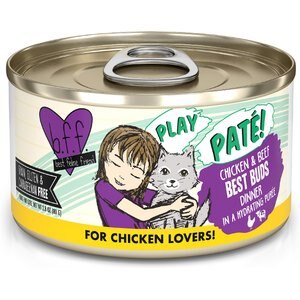 BFF Play Pate Lovers Chicken & Beef Best Buds Wet Cat Food, 2.8-oz can, pack of 12